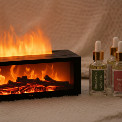 CozyFlame Relaxation Pack – Diffuser + Essential Oil Set